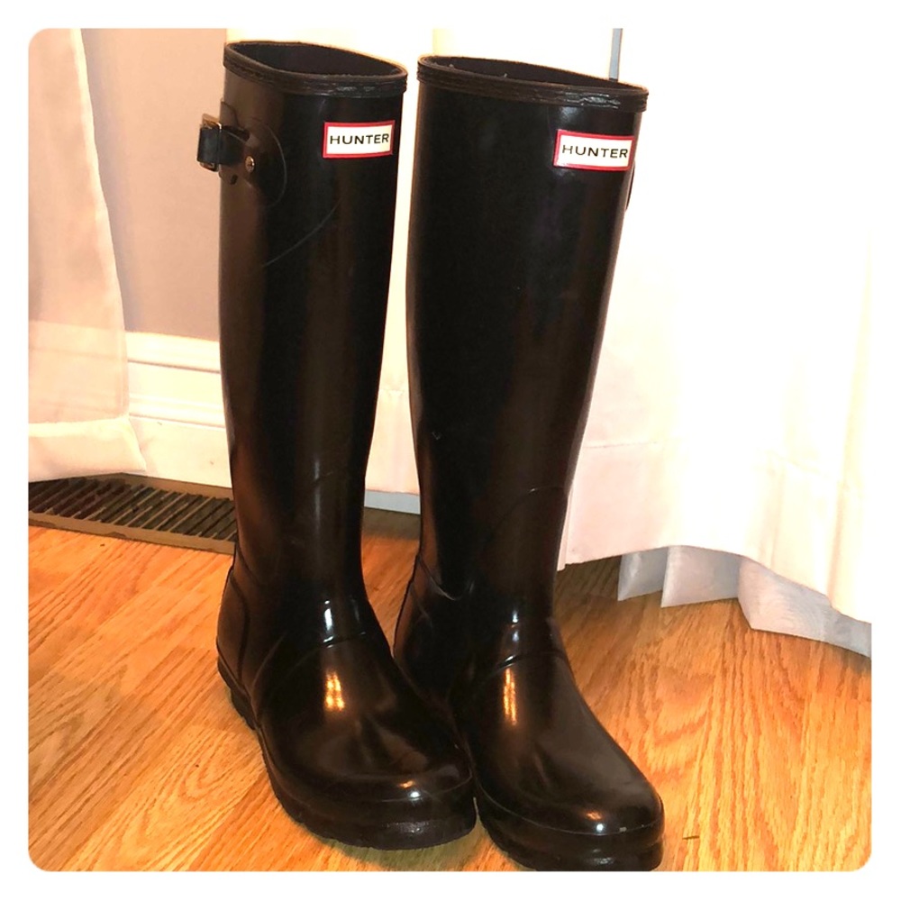 Hunter Water Boots Tall Shiny Black
